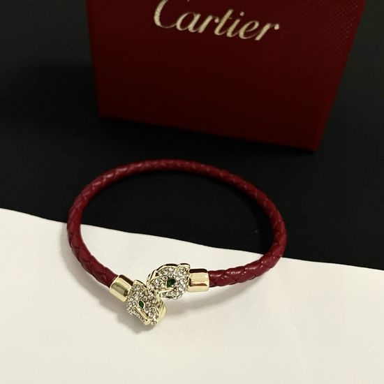 Cartier Diamond Inlaid Leather Bangle