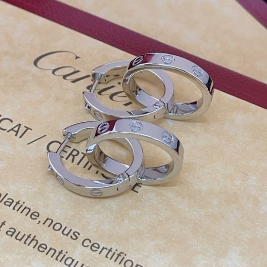 Cartier Silver Double Hoop Buckle Earrings