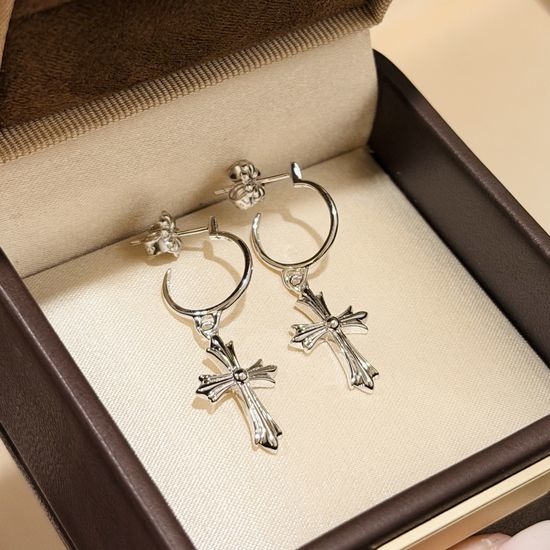 Chrome Hearts Vintage Cross Sterling Silver Stud Earrings