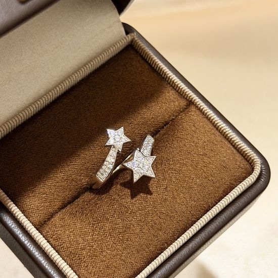 Chanel Star Zircon Adjustable Sterling Silver Ring