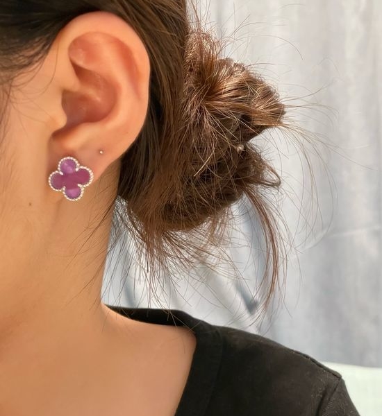 Van Cleef & Arpels VCA Violet Clover Ear Clips