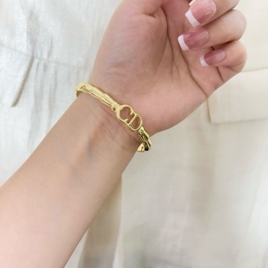 Christian Dior CD Adjustable Textured Stackable Open Bangle