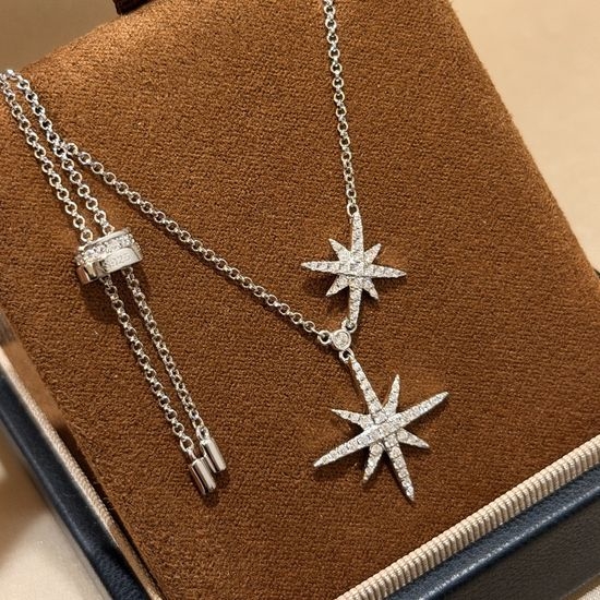Apm monaco Double Star Pendant Silver Necklace