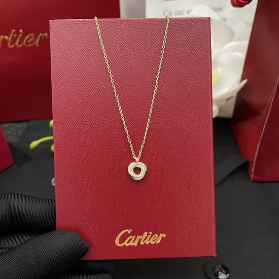 Cartier Gold Full Diamond Twisted Necklace Delicate