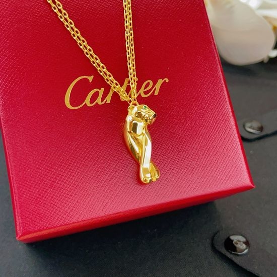 Cartier Gold Double Chain Leopard Necklace Chic Jewelry