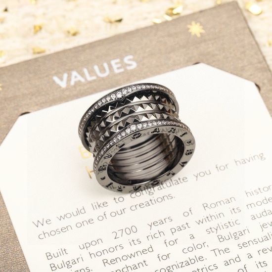 Bvlgari Diamond Inlaid Wide Premium Ring