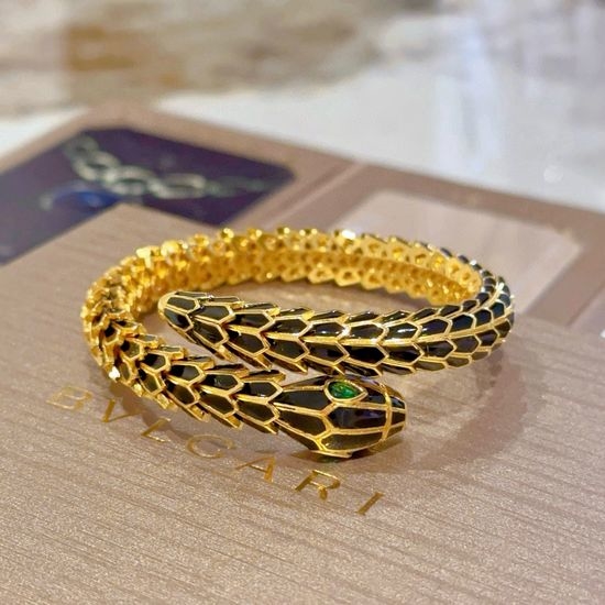 Bvlgari Elegant Enamel Snake Bone Bangle
