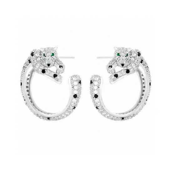 Cartier Luxury Diamond Leopard Earrings