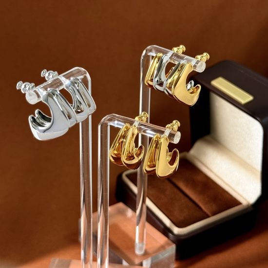 Celine Polished Geometric C Shape Stud Earrings