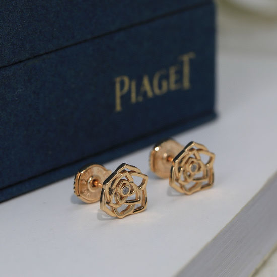 Piaget Rose Diamond Stud Earrings Sterling Silver