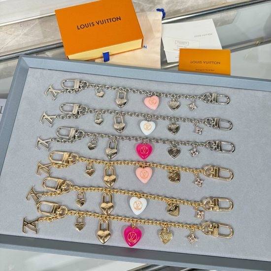 Louis Vuitton LV Heart Bag Chain Keychain Multi Color Ornament Accessory