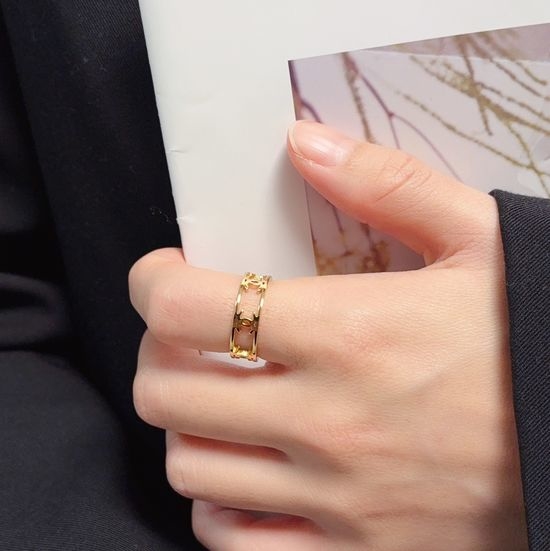 Chanel Hollow Out Titanium Steel Ring Delicate