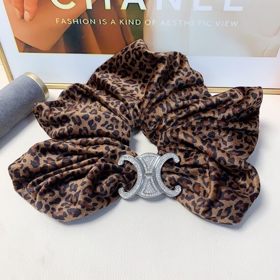 Celine Leopard Pattern Rhinestone Hair Scrunchie