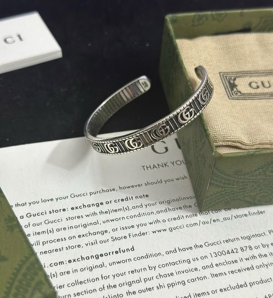 Gucci Wide Enamel Vintage Silver Bangle