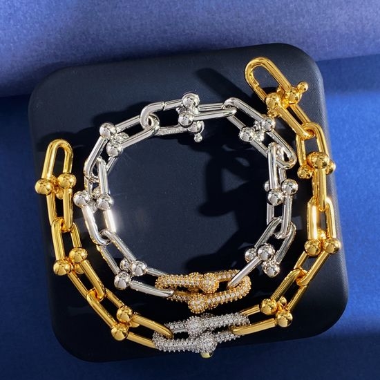 Tiffany & Co. Diamond Detail Two Tone Chain Bracelet