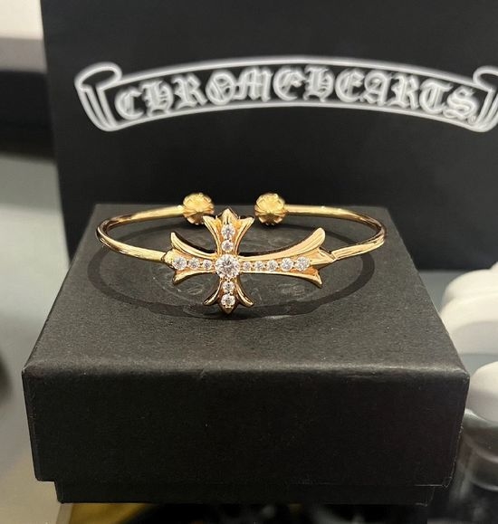 Chrome Hearts Vintage Rhinestone Cross Bangle Bracelet