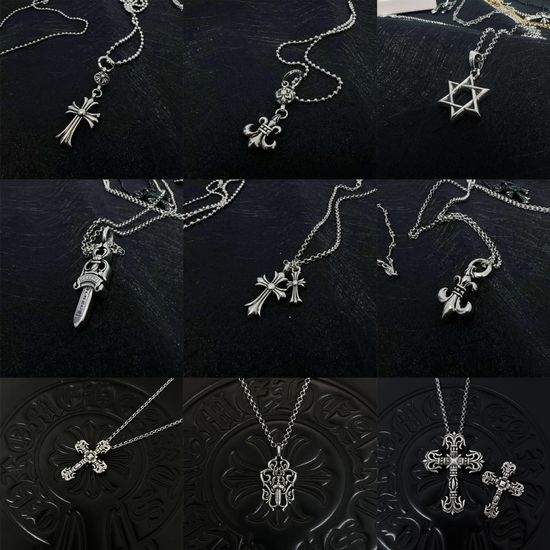 Chrome Hearts Diamond Cross Clavicle Necklace