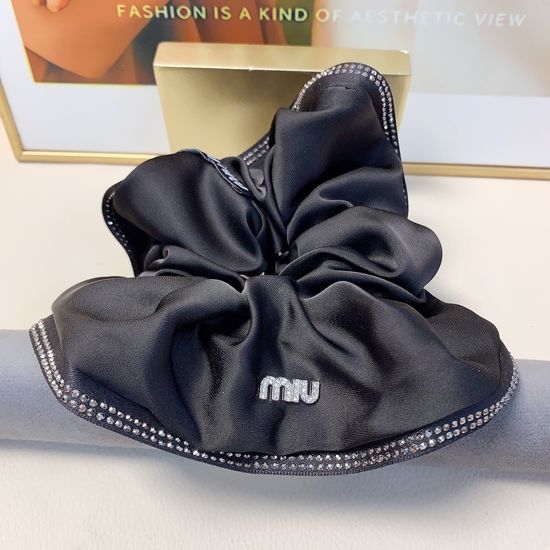Miu Miu Satin Rhinestone Hair Tie Band