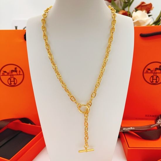 Hermes Gold Smooth Pig Nose Necklace