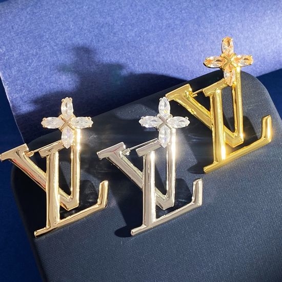 Louis Vuitton LV Zircon Inlaid Cross-shaped Brooch