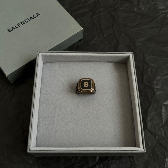 Balenciaga Simple Chunky Gold Tone Ring Jewelry