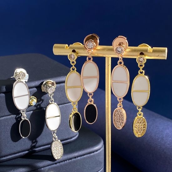 Hermes Asymmetric Crystal Drop Earrings