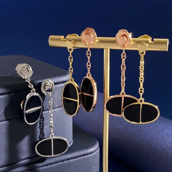 Hermes Asymmetric Enamel Drop Earrings