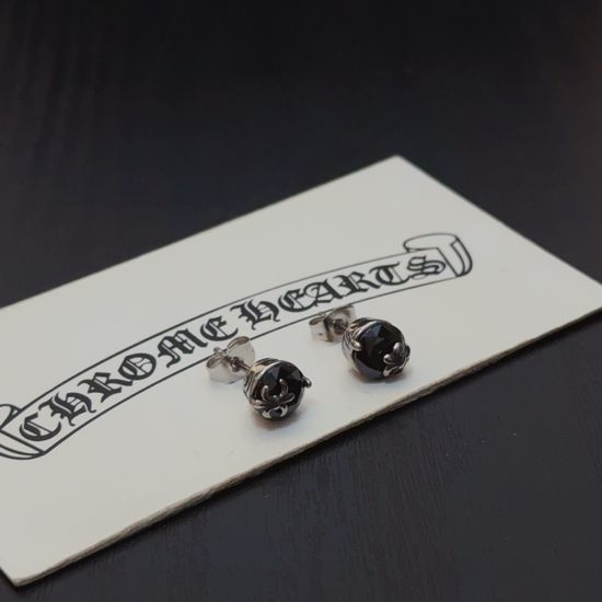 Chrome Hearts Vintage Engraved Pattern Stud Earrings