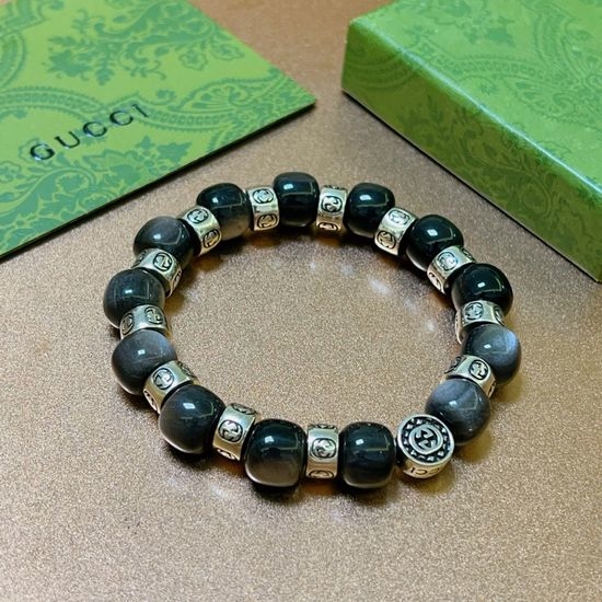Gucci Natural Obsidian Bracelet Vintage Style Jewelry