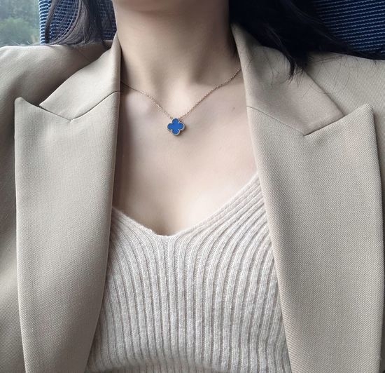 Van Cleef & Arpels VCA Three Color Mini Blue Mother of Pearl Necklaces