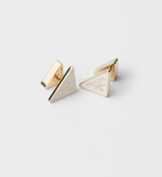Prada Triangle Shape Delicate Stud Earrings