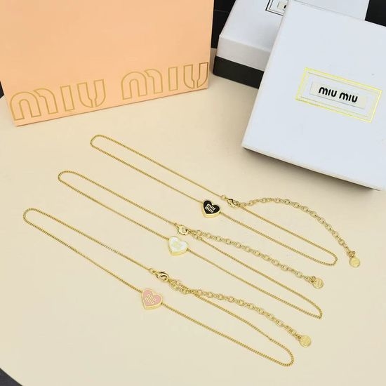 Miu Miu Heart Shaped Enamel Pendant Necklace
