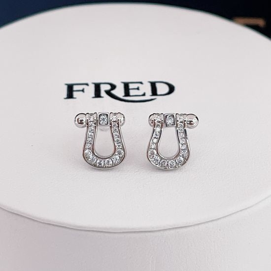 Fred Silver Horseshoe Buckle Stud Earrings