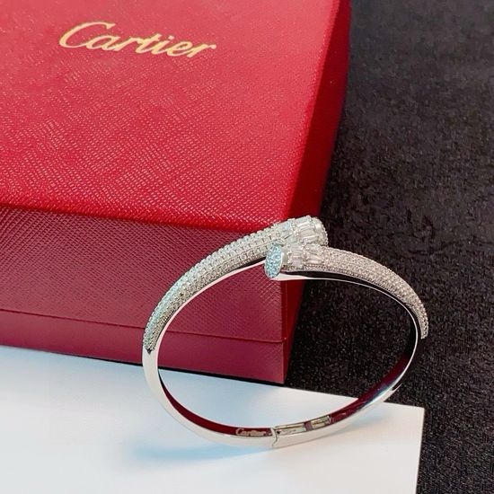 Cartier Full Rhinestone Nail Shape Slim Bangle