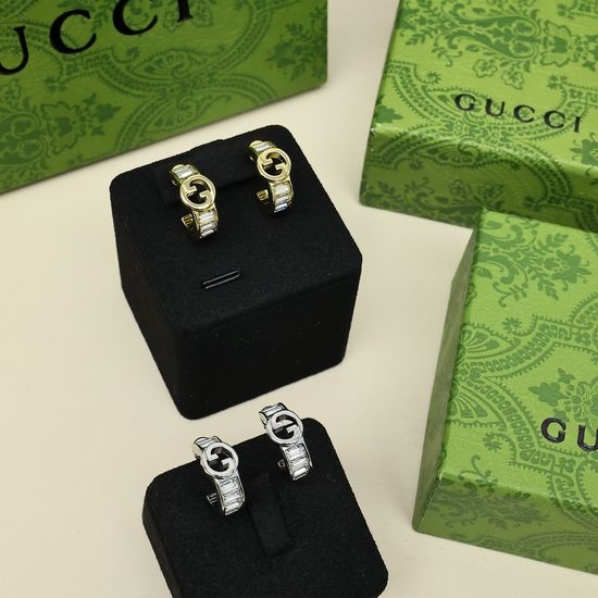 Gucci T Square Rhinestone Stud Earrings