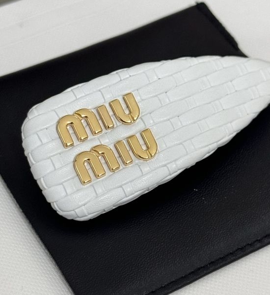 Miu Miu White Woven Hair Clip