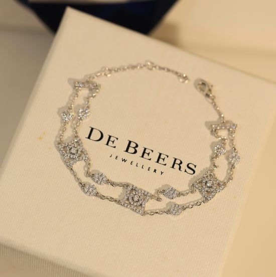 De Beers Lotus Design Diamond Inlaid Bracelet