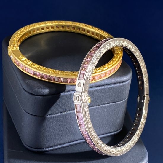 Dolce & Gabbana Pink Zircon Crystal Bangle Bracelet
