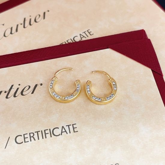 Cartier Golden Diamond Round Stud Earrings