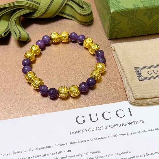 Gucci Amethyst Beaded Retro Style Bracelet