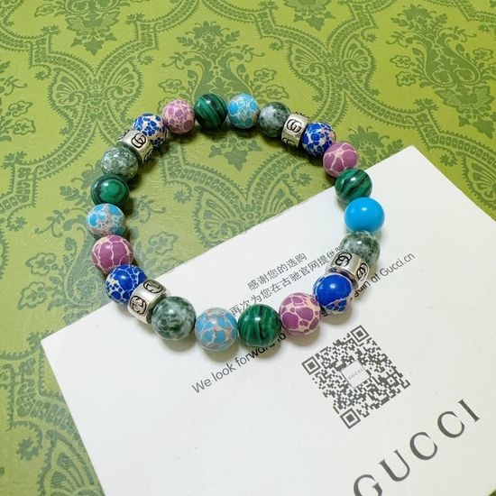 Gucci Serpentine Stone Beaded Retro Bracelet