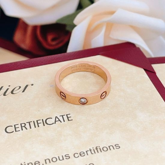 Cartier Rose Gold Single Zirconia Brass Ring