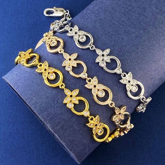 Louis Vuitton LV Rhinestone Hollow Circle Charm Bracelet