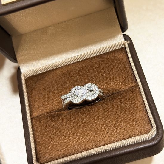 Fred Diamond Cross Design Silver Ring