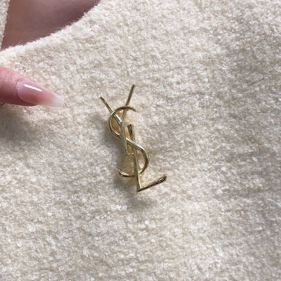 Yves Saint Laurent YSL Vintage Wood Texture Brooch