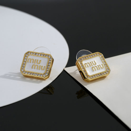 Miu Miu Crystal Stud Earrings Hand Set Elegant