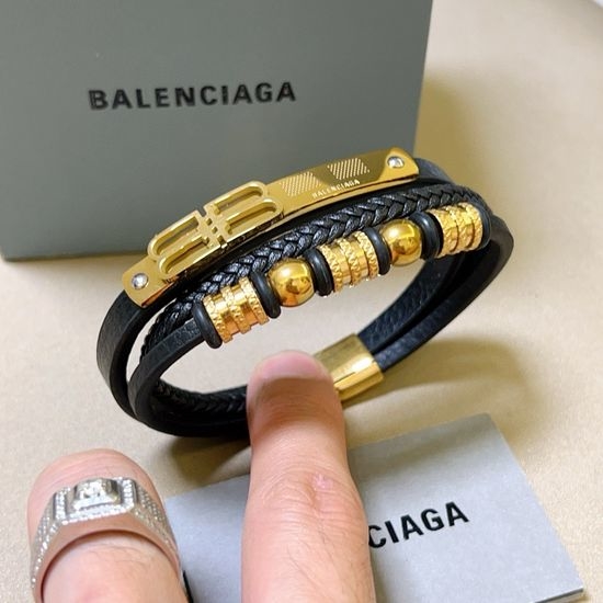 Balenciaga Retro Leather Braided Bracelet