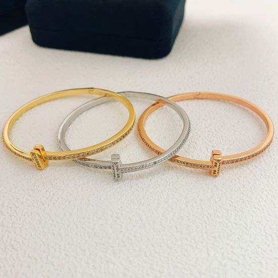 Tiffany & Co. Three-color Rhinestone Double T Bracelet
