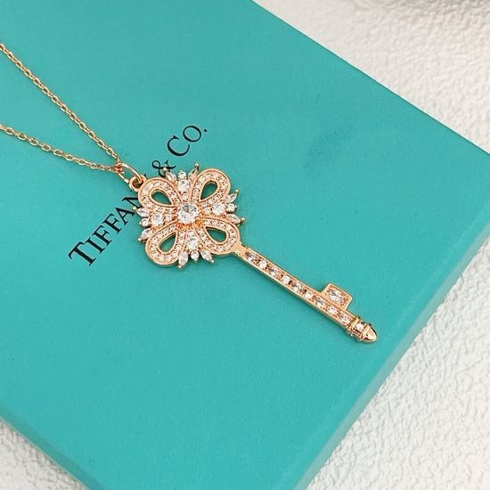 Tiffany & Co. Rose Gold Diamond Key Necklace