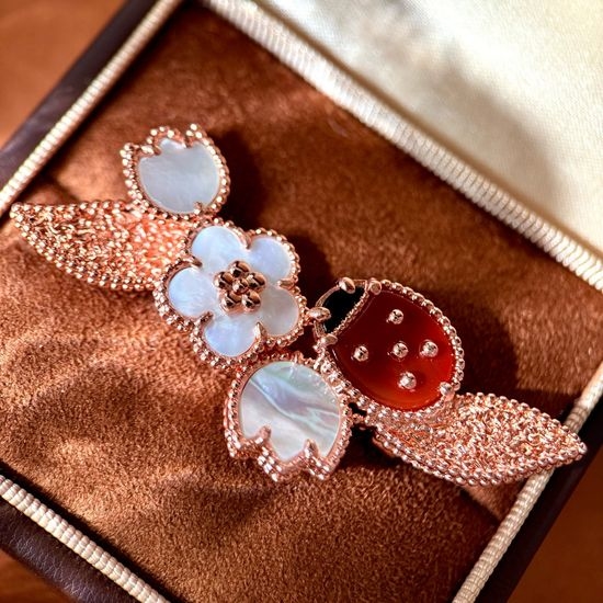 Van Cleef & Arpels VCA Natural Shell Agate Flower Brooch